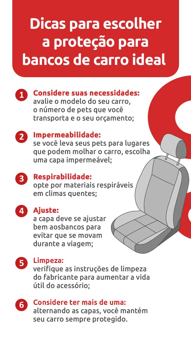 Infográfico sobre dicas para escolher a proteção para bancos de carro ideal | DOK