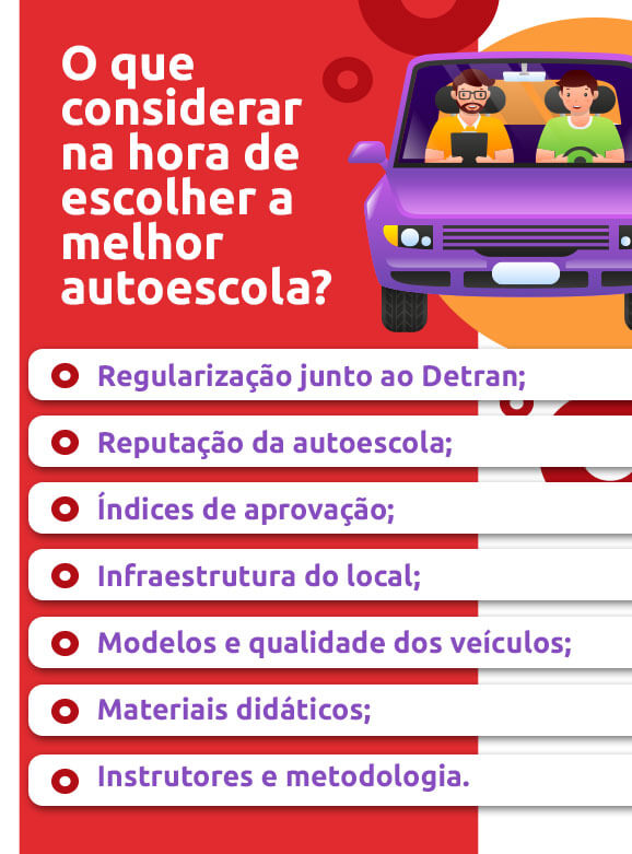 Infográfico sobre o que considerar na hora de escolher a melhor autoescola | DOK