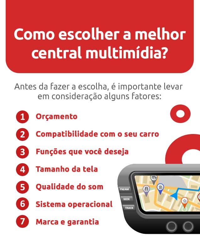 infográfico com dicas de como escolher a melhor central multimídia para o seu carro | DOK