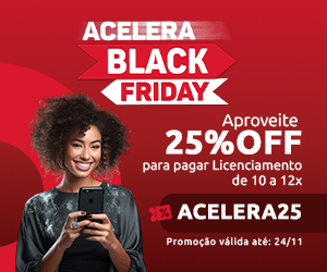 banner sidebar anunciando a campanha Acelera Black Friday que oferece 25% de desconto nas taxas de 10 a 12 vezes no cartão | DOK