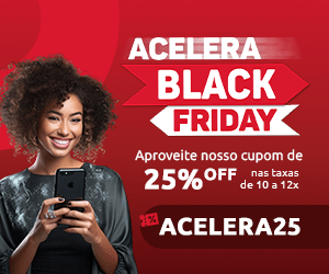 banner popup anunciando a campanha Acelera Black Friday que oferece 25% de desconto nas taxas de 10 a 12 vezes no cartão | DOK